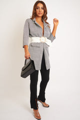 White Faux Leather Oversized Gold Detail Belt - Tylor-Belts