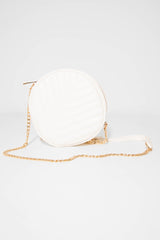 White Faux Leather Quilted Circle Bag - Chesca-Bags