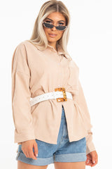 White Faux Leather Resin Buckle Detail Belt - Naira-Belts