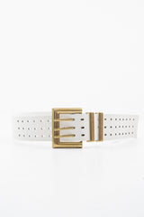 White Faux Leather Wide Waist Belt - London-Belts