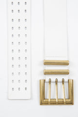 White Faux Leather Wide Waist Belt - London-Belts