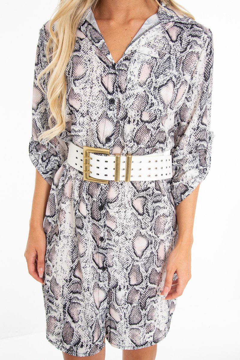 White Faux Leather Wide Waist Belt - London-Belts