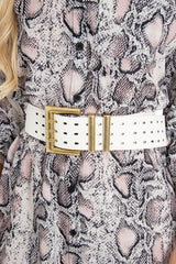 White Faux Leather Wide Waist Belt - London-Belts