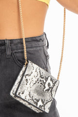 White Faux Snake Chain Mini Cross Body Bag - Wilda-Bags