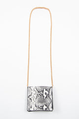 White Faux Snake Chain Mini Cross Body Bag - Wilda-Bags