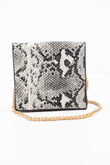 White Faux Snake Chain Mini Cross Body Bag - Wilda-Bags