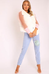 White Faux leather and Fur Gilet - Felicia-Jackets