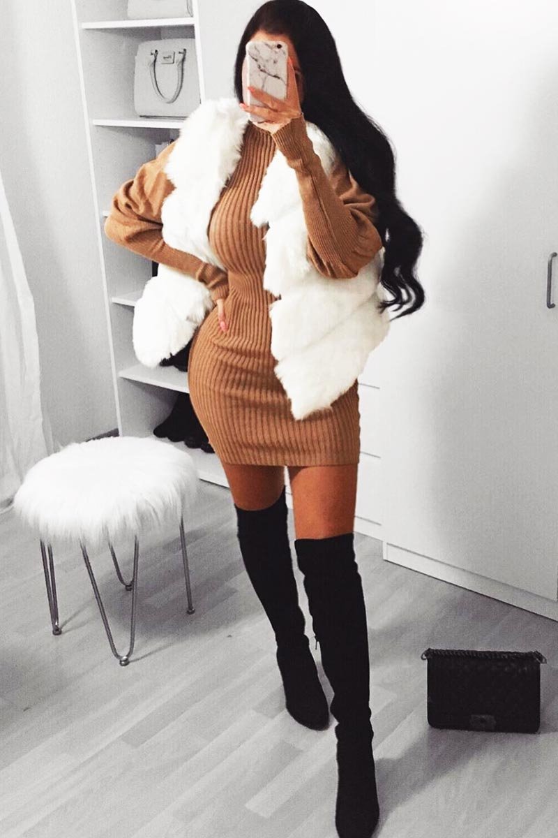 White Faux leather and Fur Gilet - Felicia-Jackets