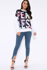 White Fearless Paint Splatter Sweatshirt - Eliza-Sweatshirts