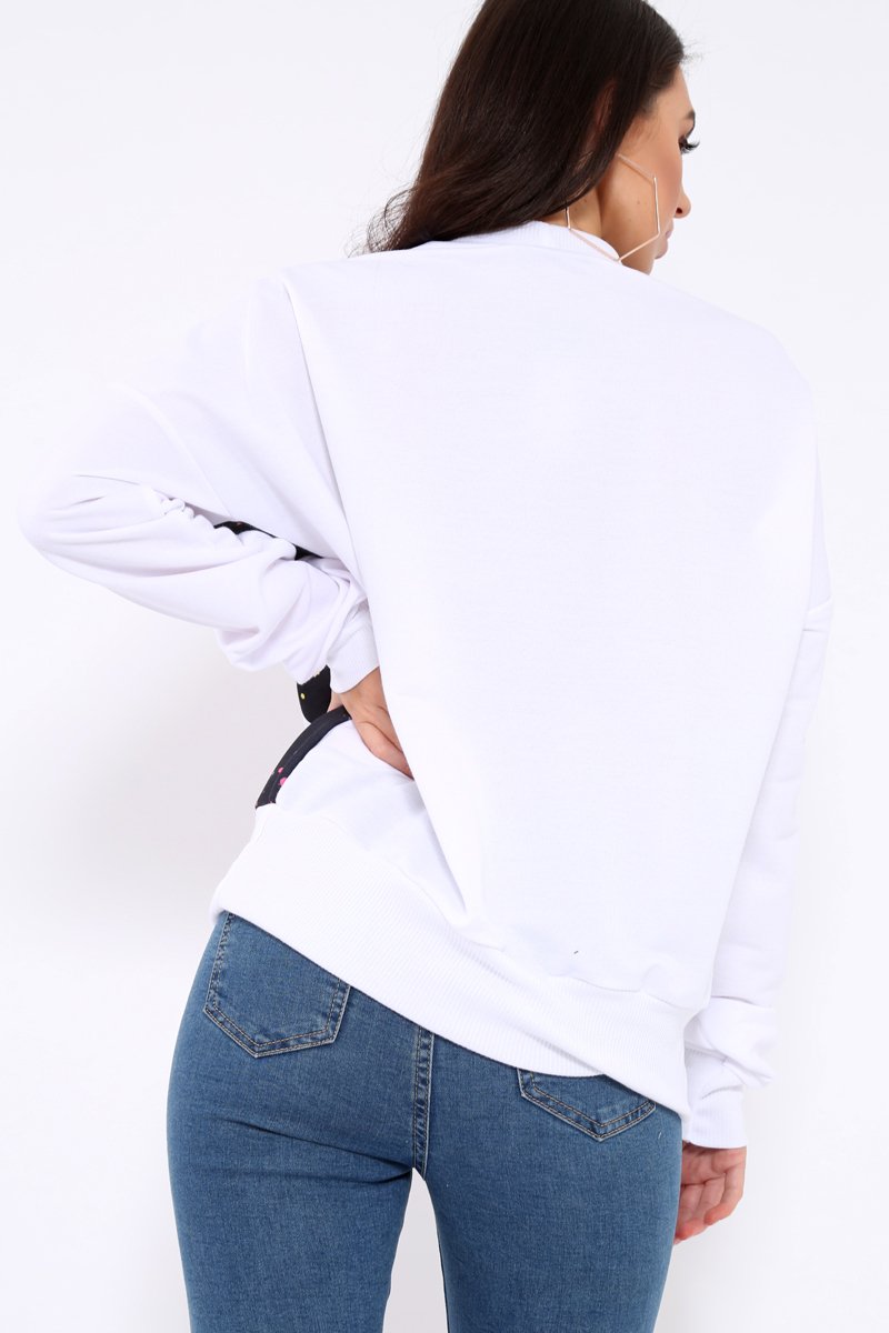 White Fearless Paint Splatter Sweatshirt - Eliza-Sweatshirts