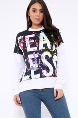 White Fearless Paint Splatter Sweatshirt - Eliza-Sweatshirts