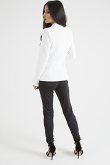 White Fitted Gold Button Blazer - Mei-Blazers