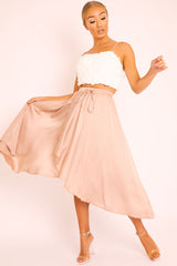 White Floral Applique Crop Top - Freida-Crop Tops