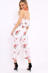 White Floral Bralet and Cropped Pants Co-ord - Faria-Co-ords