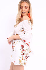 White Floral Crop Top and Shorts Co-ord - Teigan-Co-ords