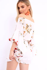 White Floral Crop Top and Shorts Co-ord - Teigan-Co-ords