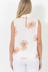White Floral Cross Over Top - Stacy-Tops