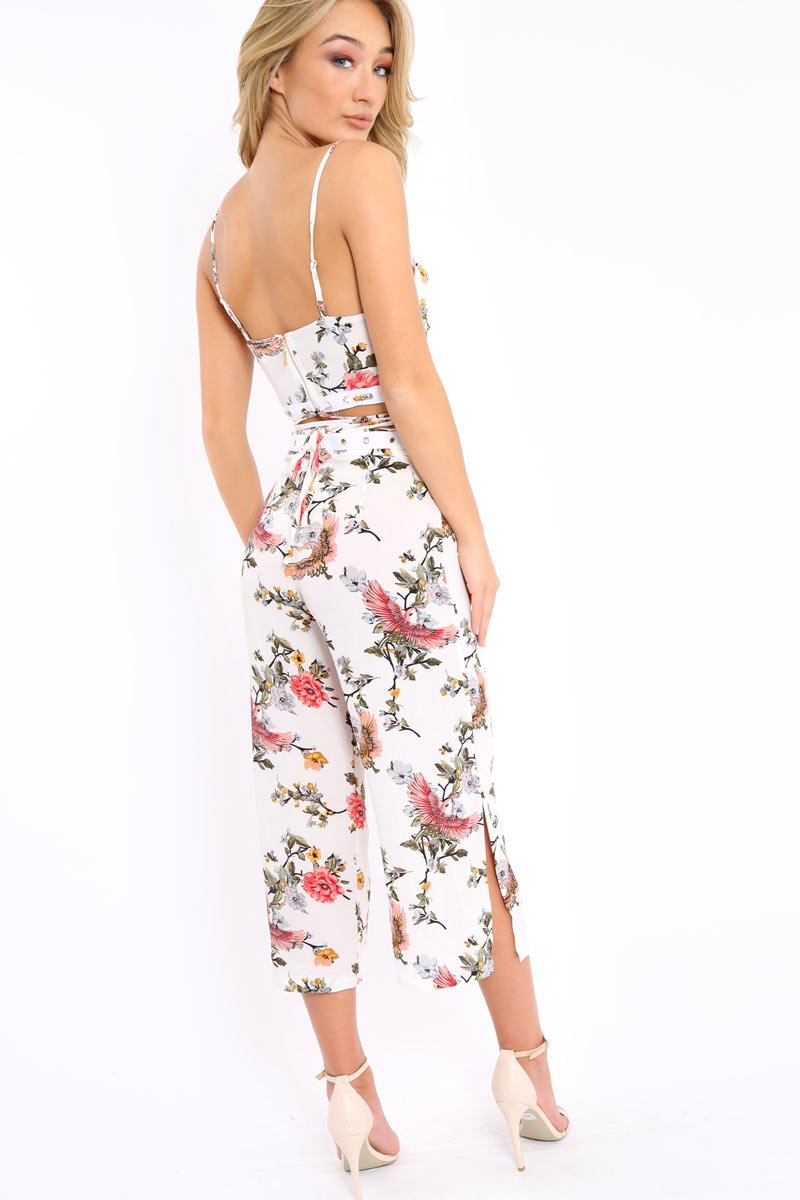 White Floral Cullotes - Destini-Co-ords
