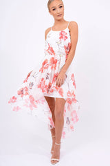 White Floral Dip Hem Maxi Dress - Raina-Dresses