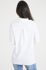 White Floral Embroidered Shirt - Lara-Shirts