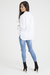 White Floral Embroidered Shirt - Lara-Shirts