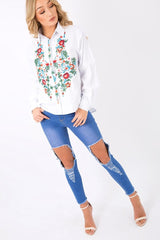 White Floral Embroidered Shirt - Solange-Shirts