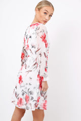 White Floral Lace Frill Dress - Fluer-Dresses