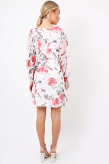 White Floral Lace Frill Dress - Fluer-Dresses