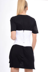 White Floral Lace Ribbon Lace Up Corset - Kiki-Belts