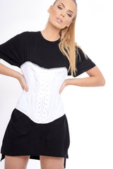 White Floral Lace Ribbon Lace Up Corset - Kiki-Belts