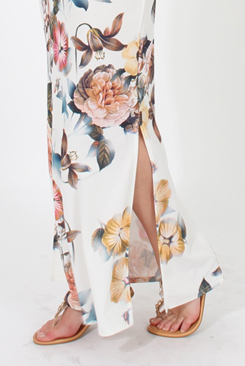 White Floral Maxi Dress- Isabella-Dresses