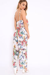 White Floral Print Cami and Trousers Co-ord - Cassidi-Co-ords