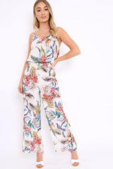 White Floral Print Cami and Trousers Co-ord - Cassidi-Co-ords