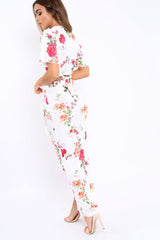 White Floral Print Co-ord Set - Shayna-Co-ords