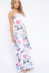 White Floral Print Maxi Dress - Karin-Dresses