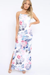 White Floral Print Maxi Dress - Karin-Dresses