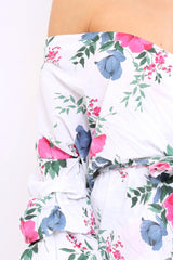 White Floral Print Ruffle Sleeve Wrapover Top - Susie-Tops
