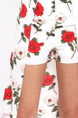 White Floral Print Split Maxi Skirt With Shorts - Kandi-Skorts