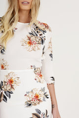 White Floral Ruffle Side Dress - Nadine-Dresses