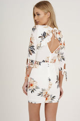 White Floral Ruffle Side Dress - Nadine-Dresses