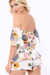 White Floral Shorts - Adana-Co-ords