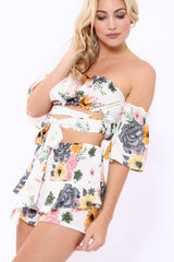 White Floral Top - Adana-Co-ords
