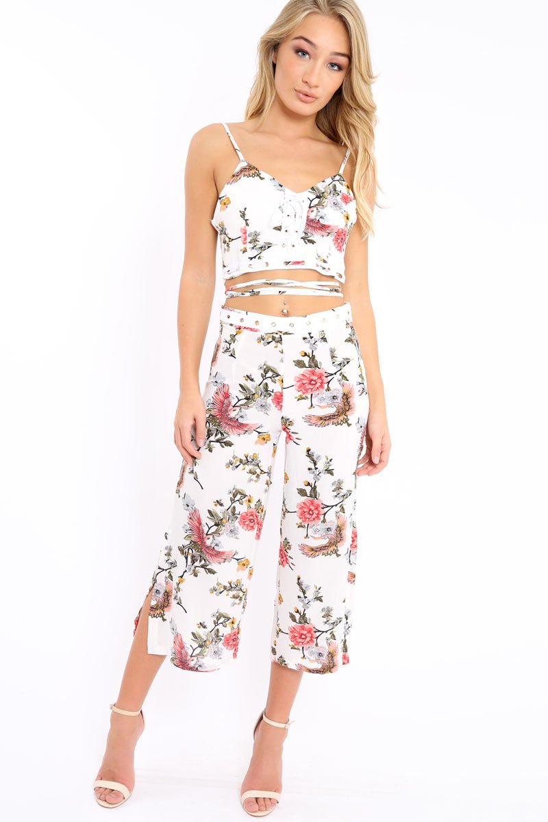 White Floral Top - Destini-Tops