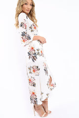 White Floral Wrap Dress - Adley-Dresses