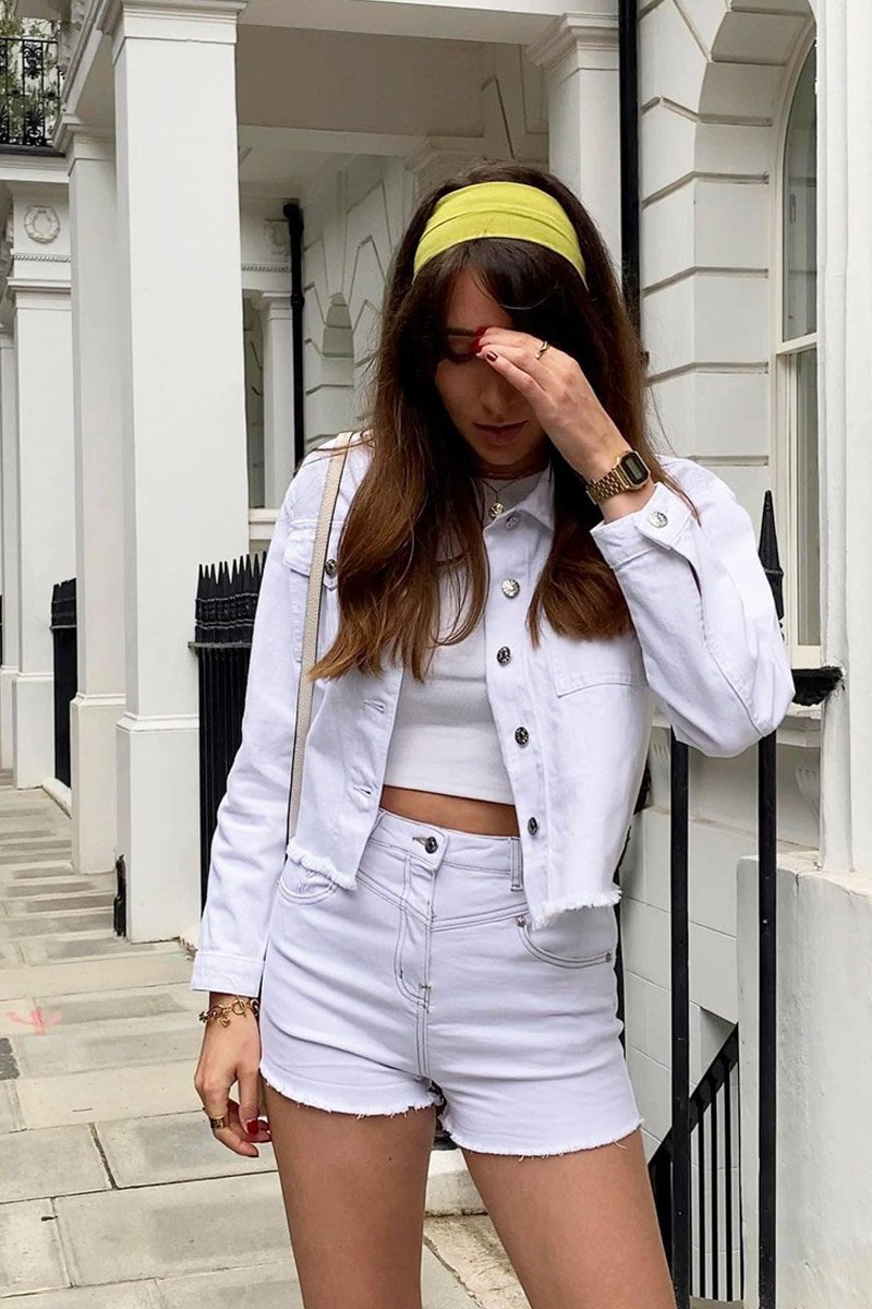 White Frayed Hem Cropped Denim Jacket - Caryn-Jackets