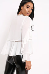 White Frill Blouse - Anjelica-Tops