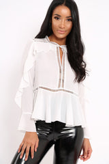 White Frill Blouse - Anjelica-Tops