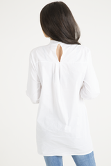 White Frill Detail Oversized Shirt - Lydia-Dresses