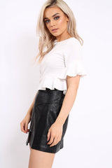 White Frill Hem Crop Top - Iyannah-Tops
