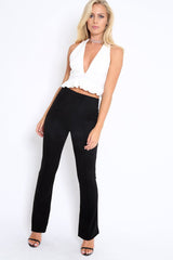 White Frill Hem Racer Back Crop Top - Lucie-Crop Tops